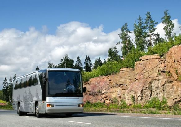 4037458 - tourist bus on highway scandinavia